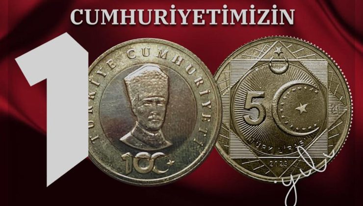Cumhuriyetin 100. yılına özel “5 Türk lirası” hatıra parası basıldı